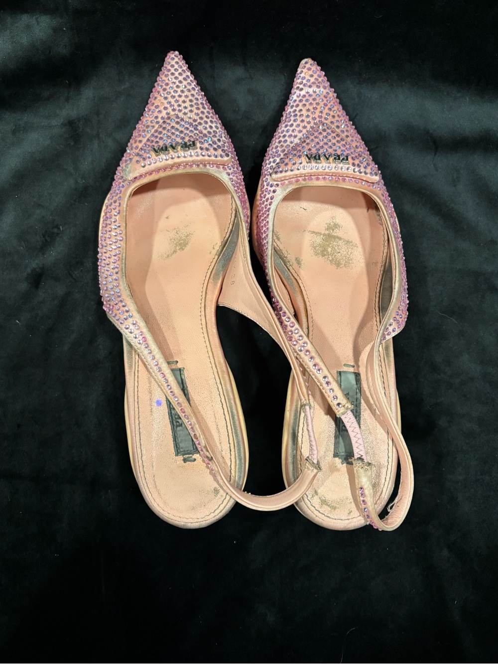 Prada Pink Crystal Embellished Slingback Kitten Heels - Picture 6 of 15